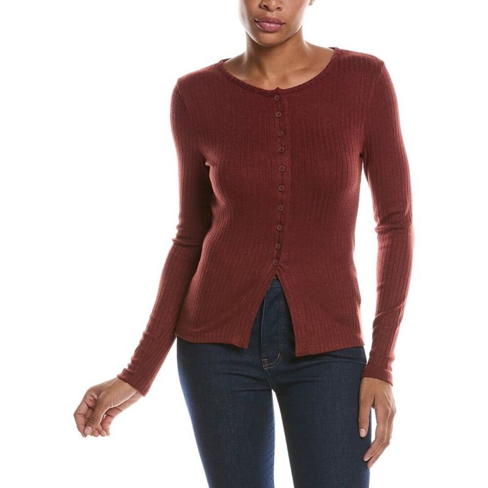 Madewell Womens  Texture Cutaway Cardigan, Red